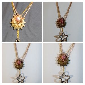 Gold and Pink Star Pendant Necklace